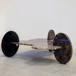 SST011 Tavolino scultoreo in marmo marrone Toffee e Sahara Noir*Stone Stackers Best