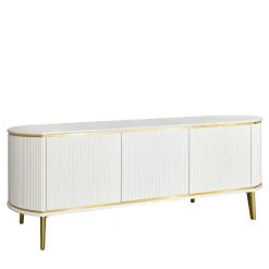 Supporto per TV in Legno Bianco con Tre Ante e Inserti in Ebano*Morello Gianpaolo Hot