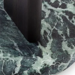 Tavolino Ambrogio Alto in rovere Laguna con base in marmo Verde delle Alpi*Morica Design Clearance