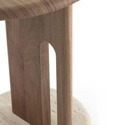 Tavolino Ambrogio Basso in noce Canaletto con base in marmo travertino*Morica Design Sale
