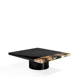 Tavolino Andria in legno nero lucido con dettagli in corno*Arcahorn Best