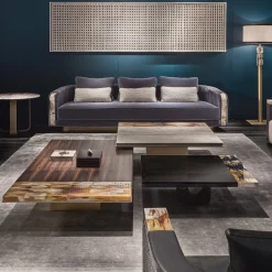 Tavolino Andria in legno nero lucido con dettagli in corno*Arcahorn Best