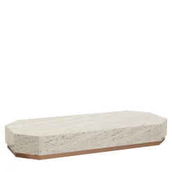 Tavolino basso esagonale retroilluminato Eternal in marmo travertino di Bebo & Angel*Dolcefarniente Outdoor by DFN Best