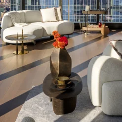 Tavolino basso Sesi A Brown in Pietra Pece di Martinelli Venezia Studio*Lithea New