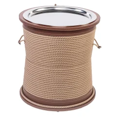 Tavolino beige a forma di tamburo con vassoio*Marricreo Outlet