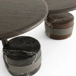 Tavolino Champignon in marmo rosso Lepanto e rovere*Morica Design