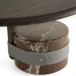 Tavolino Champignon in marmo rosso Lepanto e rovere*Morica Design