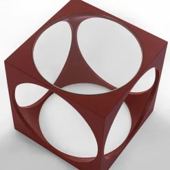 Tavolino da caffè Cubo in legno laccato rosso*Gaffuri