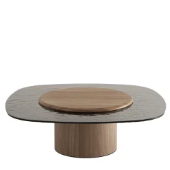 Tavolino da caffè Egg Basso ovale marrone con top in vetro*Morica Design Sale