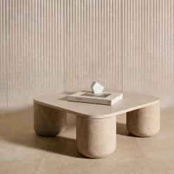 Tavolino da caffè in marmo beige Porto Square*Luce Di Carrara