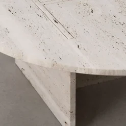 Tavolino da caffè in marmo Rosa Peralba e travertino Mostro Iv*MMOOS. Hot