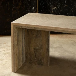 Tavolino da caffè minimalista in travertino titanium*Giovannozzi Marmi Online