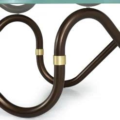 Tavolino da caffè ovale sinusoidale Flow con piano in vetro Extra Clear*Borzalino Clearance