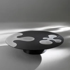 Tavolino da caffè rotondo in Nero e metallo opaco ISOLE 1*Albedo Clearance