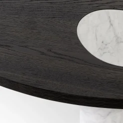 Tavolino da caffè Stone ovale in marmo di Carrara con supporti in legno curvi*Morica Design New
