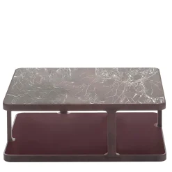 Tavolino da caffè Toledo in legno massello di frassino amaranto opaco con piano in marmo Rosso Levanto*Alivar Best