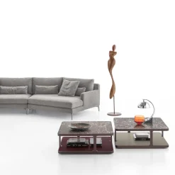 Tavolino da caffè Toledo in legno massello di frassino amaranto opaco con piano in marmo Rosso Levanto*Alivar Best