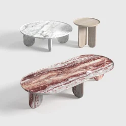 Tavolino da esterno in marmo arabescato orobico Calipso 45 Red*CPRN Homood Discount