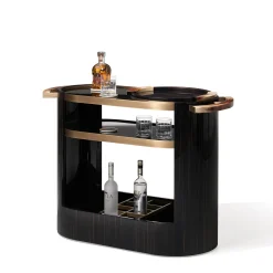 Tavolino da portata Alfred in legno di ebano lucido con dettagli in corno*Arcahorn Best