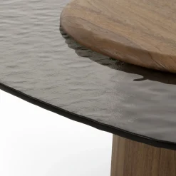 Tavolino Egg Alto con base e piano in noce canaletto + vetro*Morica Design Online