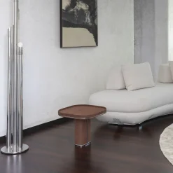 Tavolino Fritz in acciaio lucido e pelle marrone di Pulina Exclusive Interiors*Daytona Outlet