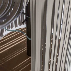 Tavolino in frassino indiano con frangia in pelle grigia*Enrico Pellizzoni Clearance