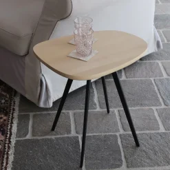 Tavolino Laterale Lulo in Frassino Naturale e Metallo Nero*TrabA' Discount