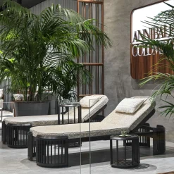 Tavolino Lucio Alto Rotondo da Esterno in Iroko*Annibale Colombo Hot