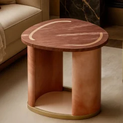 Tavolino Pear in onice rosa di Ashley Gadeova*Giovannozzi Marmi Online