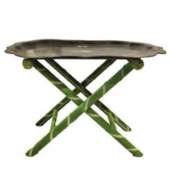 Tavolino Pieghevole Verde Vintage con Vassoio Sagomato*Peca Design Outlet