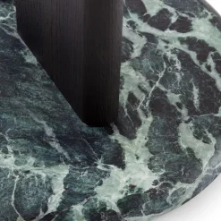 Tavolino rotondo Ambrogio Basso nero con base in marmo verde alpi*Morica Design Online