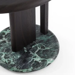 Tavolino rotondo Ambrogio Basso nero con base in marmo verde alpi*Morica Design Online
