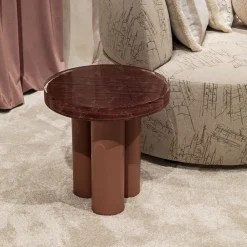 Tavolino rotondo in metallo e resina rosa anticato Amber*Chiara Provasi Best