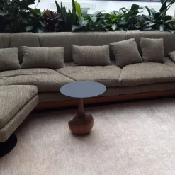 Tavolino rotondo moderno Achille in legno di noce scuro*Elli New