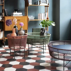 Tavolino rotondo Tamburo in rosso mattone di Antonio De Marco*Chairs & More Clearance