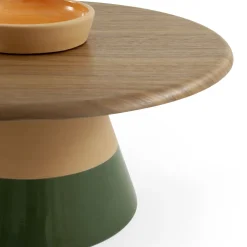 Tavolino Sablier con base in argilla e piano in legno impiallacciato Canaletto*Morica Design New