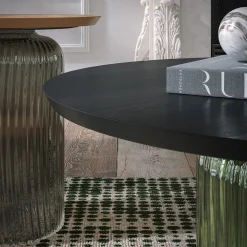 Tavolino Soffio in vetro verde oliva e frassino nero*Tonin Casa