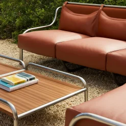 Tavolino Stringa in mogano e acciaio inox di Gae Aulenti*Exteta Outlet