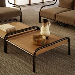 Tavolino Stringa in mogano e acciaio inox di Gae Aulenti*Exteta Hot