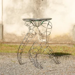 Tavolo alto Mr Joe in metallo con piano in vetro di Murano*Alice Crepaldi Clearance