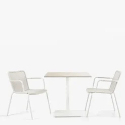 Tavolo bistro outdoor in pietra travertino beige quadrato Velia*Veltha Outdoor Stone Design Best