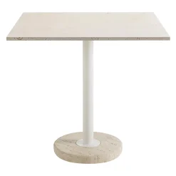 Tavolo bistro quadrato beige in travertino da esterno Tamia*Veltha Outdoor Stone Design Outlet