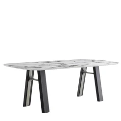 Tavolo Bridge Trinity in marmo bianco e rovere*Morica Design Outlet