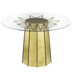 Tavolo Circus in vetro con struttura in ottone*Bronzetto Discount