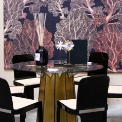 Tavolo Circus in vetro con struttura in ottone*Bronzetto Discount