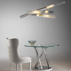 Tavolo Con Piano Rotondo In Vetro E Gambe Incorciate*Ros Italia Interiors