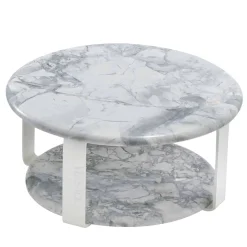 Tavolo da caffè per esterni La Greca Rotondo Piccolo in marmo Super White*Versace Home Outlet