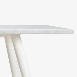 Tavolo da pranzo esterno rettangolare Larte 260 in marmo bianco carrara e acciaio bianco*Veltha Outdoor Stone Design Outlet