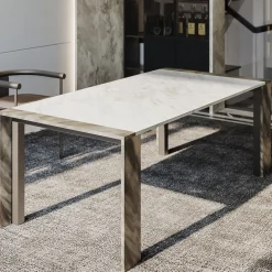 Tavolo da pranzo Ilan in marmo multicolore con struttura in metallo*L'Eccesso Online