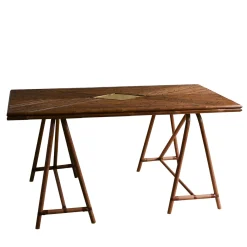 Tavolo da Pranzo in Bambù e Ottone*Molto Collectibles New